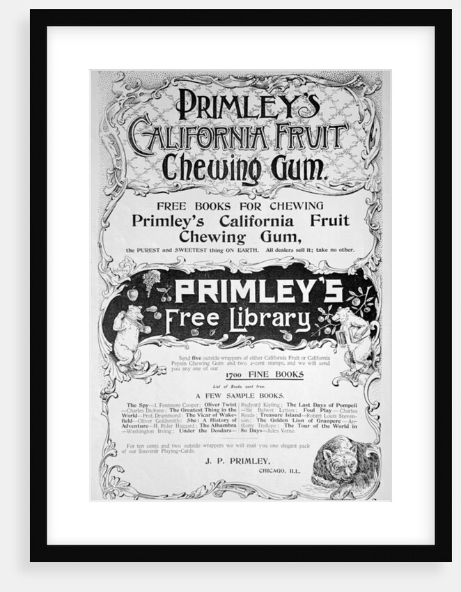 Advert for Primley's California Fruit chewing gum by Anonymous