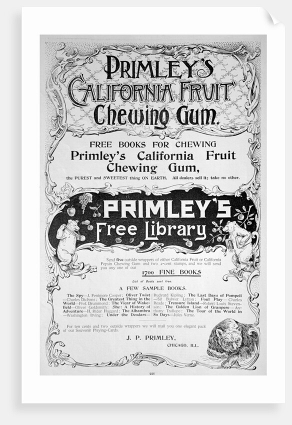 Advert for Primley's California Fruit chewing gum by Anonymous