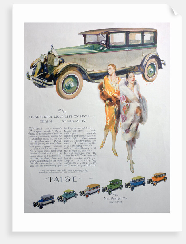 Advert for Paige motor cars by Anonymous