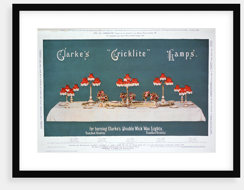 Advert for Clarke's 'Cricklite' Lamps by Anonymous
