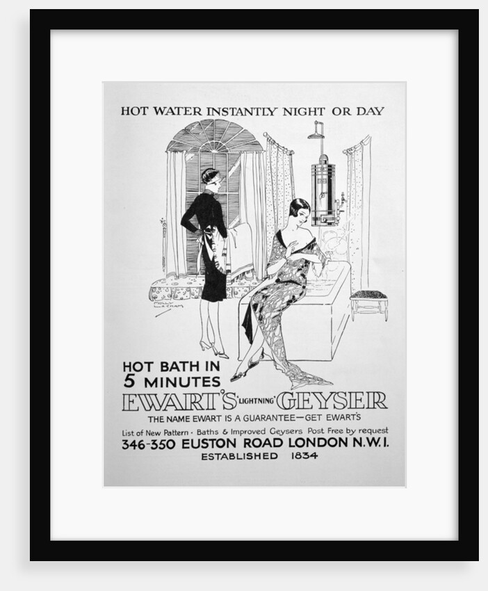 Advert for Ewart's Geyser for hot water by Anonymous