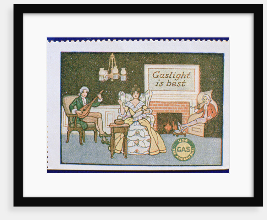 Early gas lighting advertisement label by Anonymous