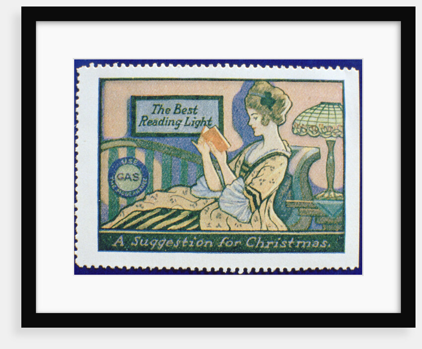 Early gas lighting advertisement label by Anonymous