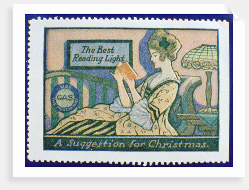 Early gas lighting advertisement label by Anonymous