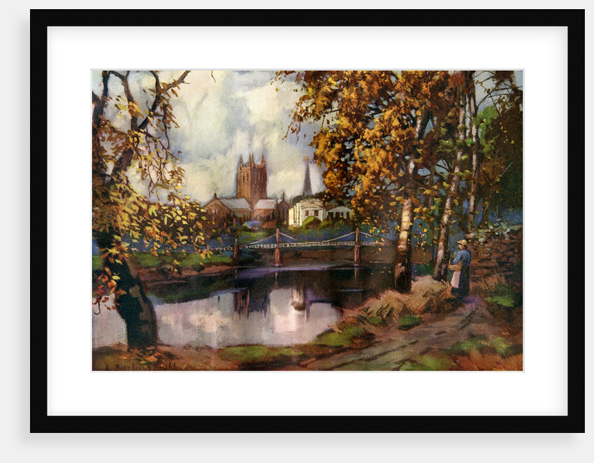 Hereford Cathedral, from the river walk, Herefordshire by Louis Burleigh Bruhl