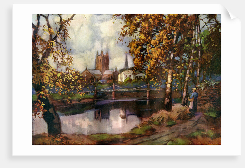 Hereford Cathedral, from the river walk, Herefordshire by Louis Burleigh Bruhl