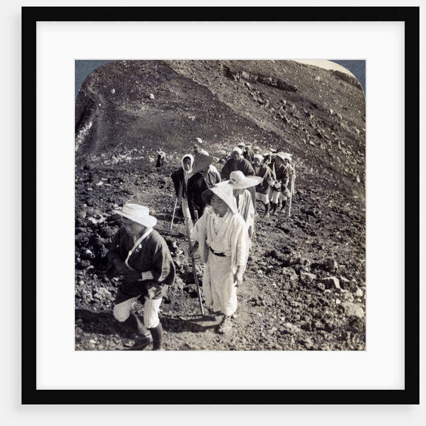 Pilgrims at the end of their ascent of Mount Fuji (Fujiyama), Japan by Underwood & Underwood