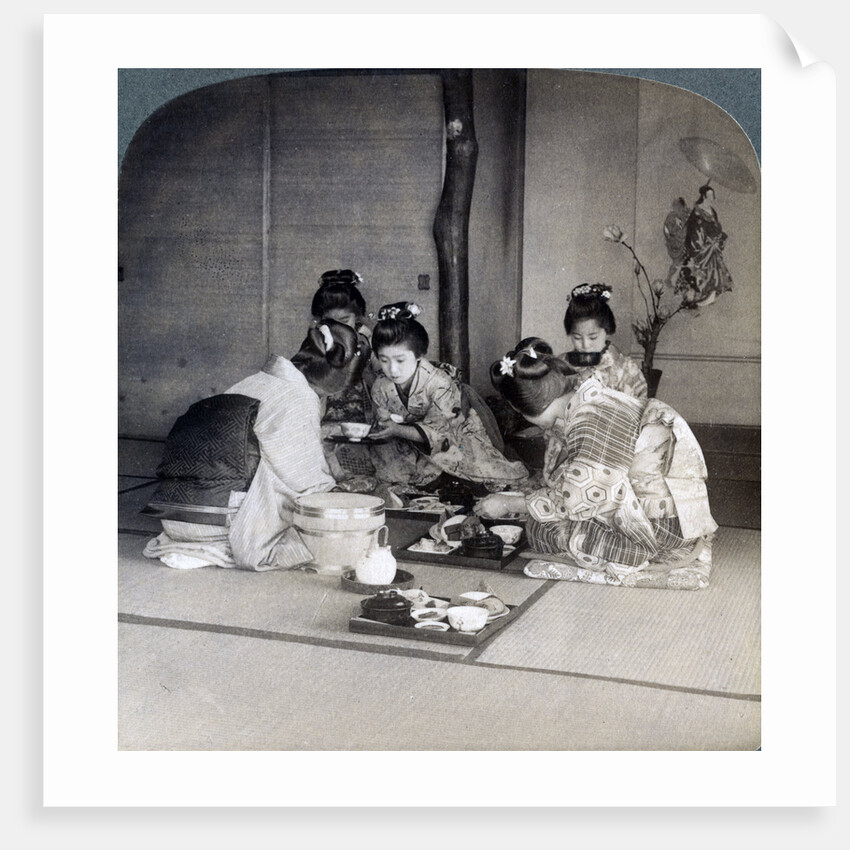 Geishas at dinner, Tokyo, Japan by Underwood & Underwood