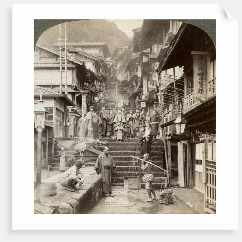 Main street up the steep side of Mount Haruna at a famous village of hot springs, Ikao, Japan by Underwood & Underwood