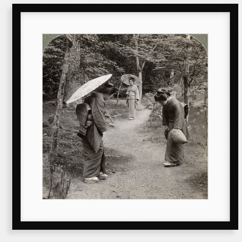 Women in the Kinkaku-ji Temple garden, Kyoto, Japan by Underwood & Underwood