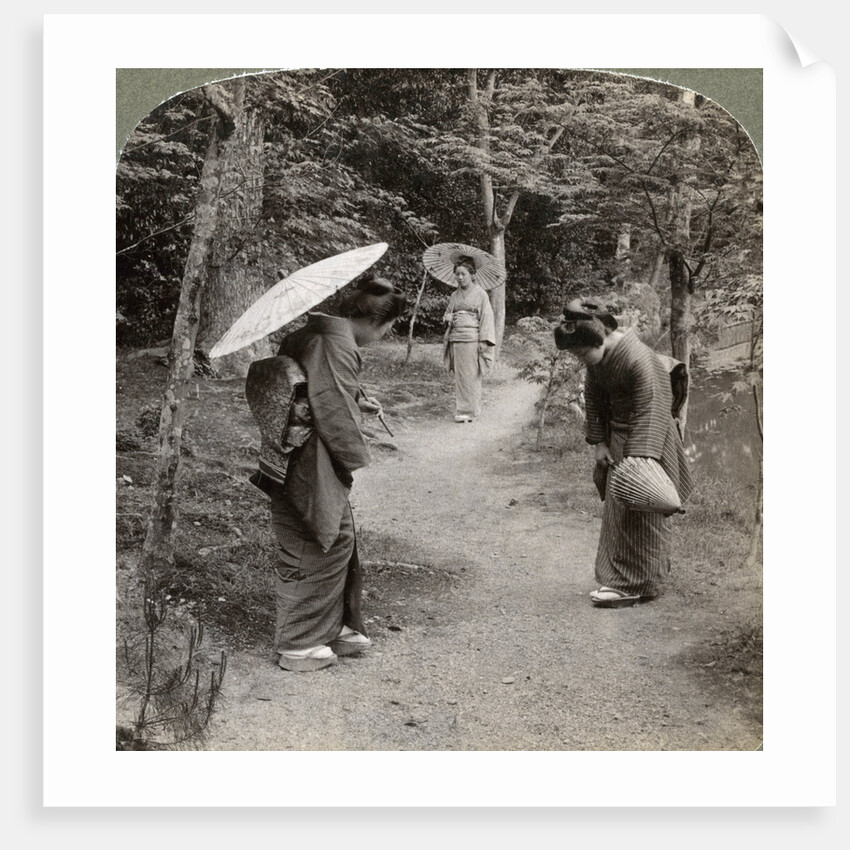 Women in the Kinkaku-ji Temple garden, Kyoto, Japan by Underwood & Underwood