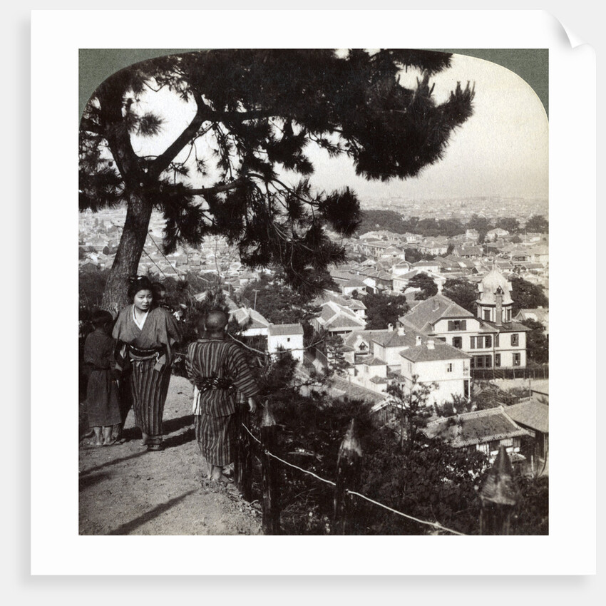 Looking south-east from the pine crowned heights of Suwa-yama over Kobe, Japan by Underwood & Underwood