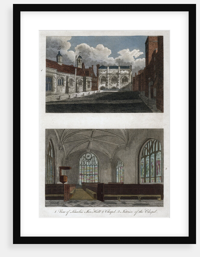 Views of Lincoln's Inn Hall and Chapel, and the interior of Lincoln's Inn Chapel, London by Pals