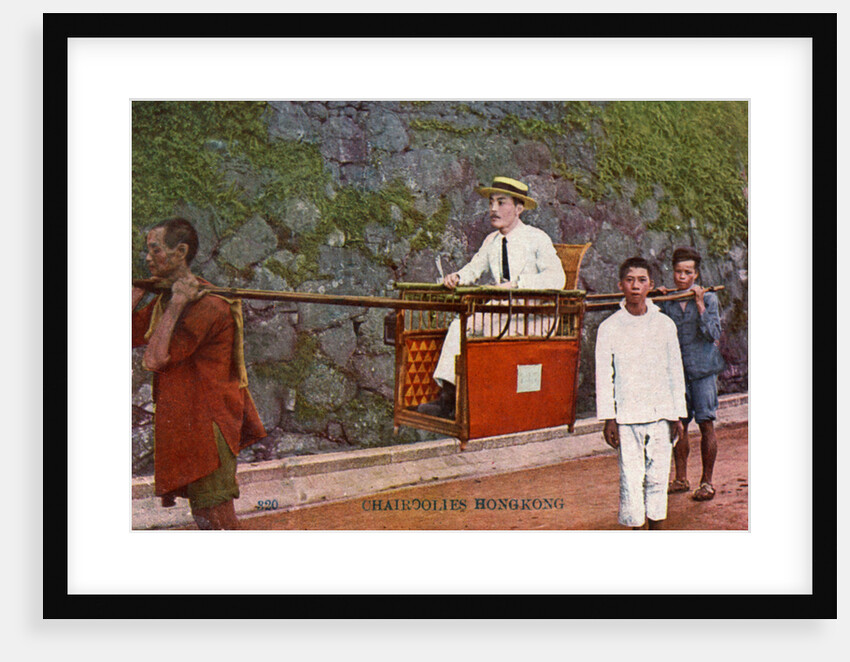 Man being carried on a Sedan chair, Hong kong by Anonymous
