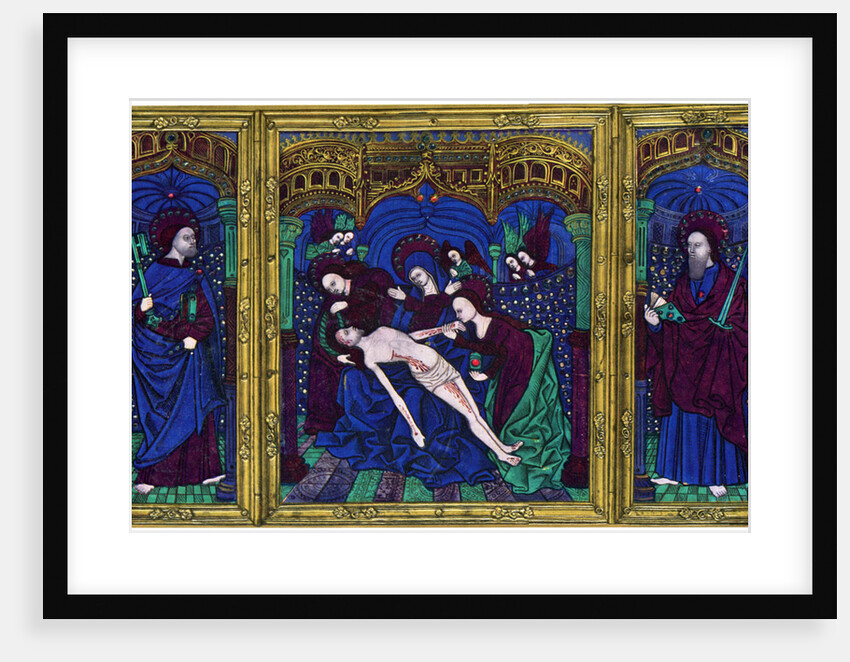Triptych, champlevé enamel on copper by Anonymous