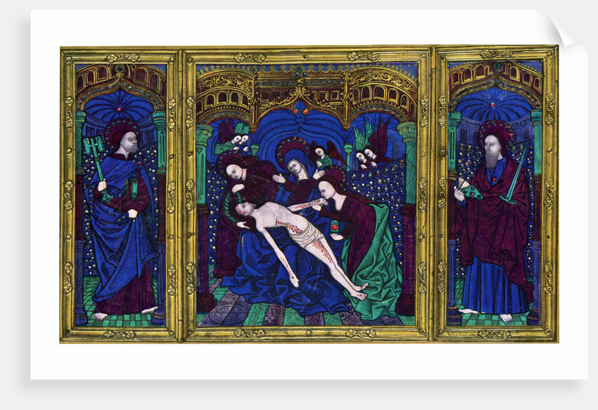 Triptych, champlevé enamel on copper by Anonymous