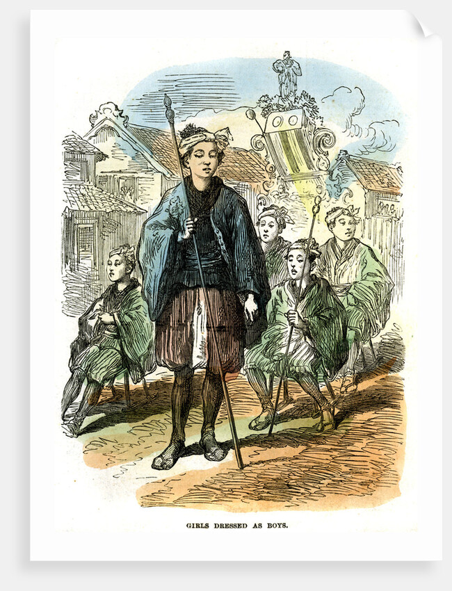 Girls dressed as boys, New Year's festival procession at Yokohama, Japan by Anonymous