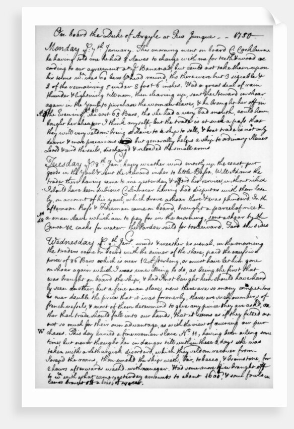 A page from the journal of John Newton by Anonymous