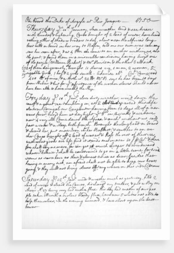 A page from the journal of John Newton by Anonymous