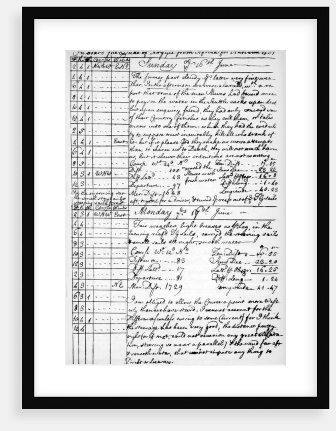 A page from the journal of John Newton by Anonymous