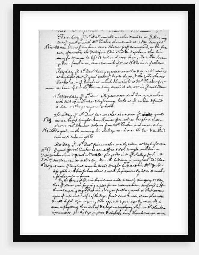 A page from the journal of John Newton by Anonymous