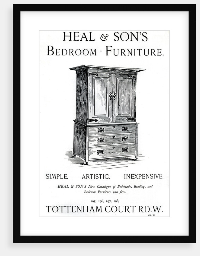 An advertisement for Heal and Son's bedroom furniture by Anonymous