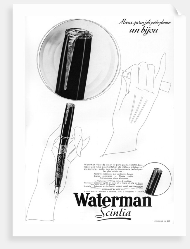 An advertisement for Waterman pens by Anonymous