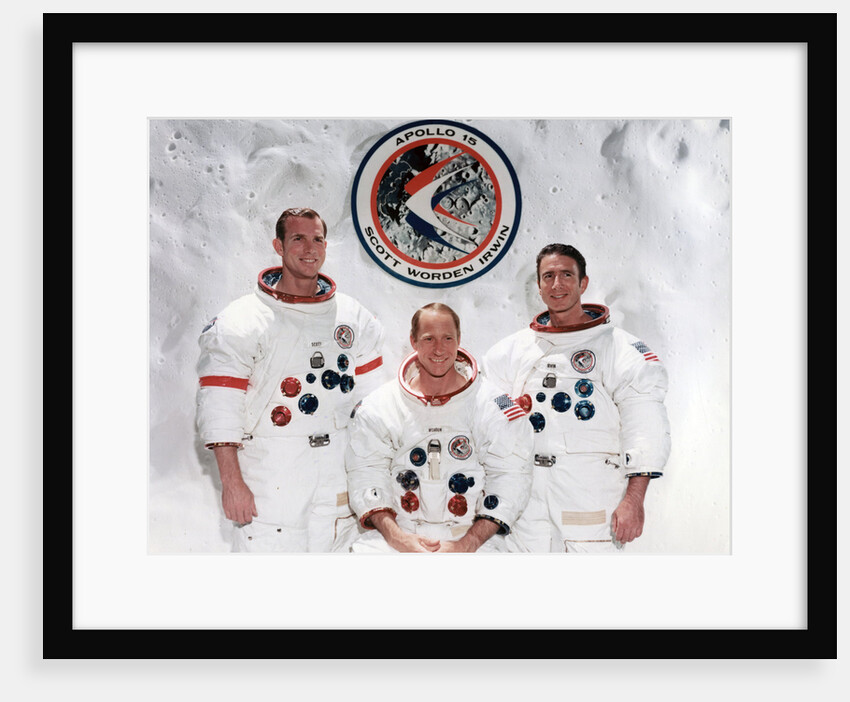 The crew of the Apollo 15 Mission at the Manned Spacecraft Centre, Houston, Texas by NASA
