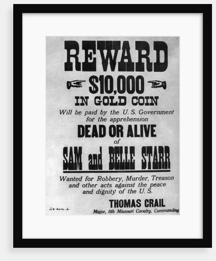 Wanted poster for the outlaws Sam and Belle Starr by Anonymous