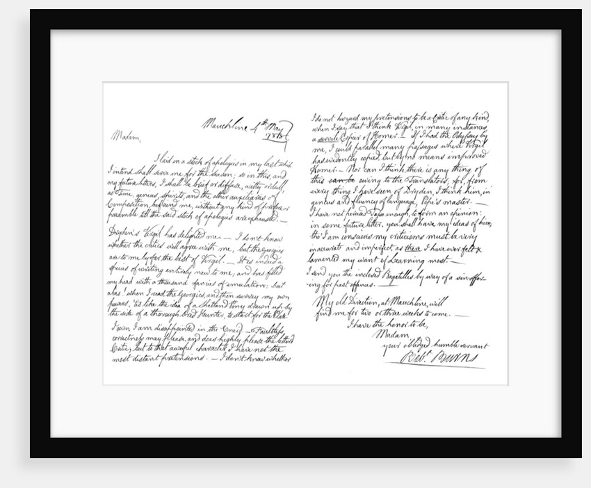Letter by Robert Burns to Mrs Dunlop of Haddington by Frederick George Netherclift