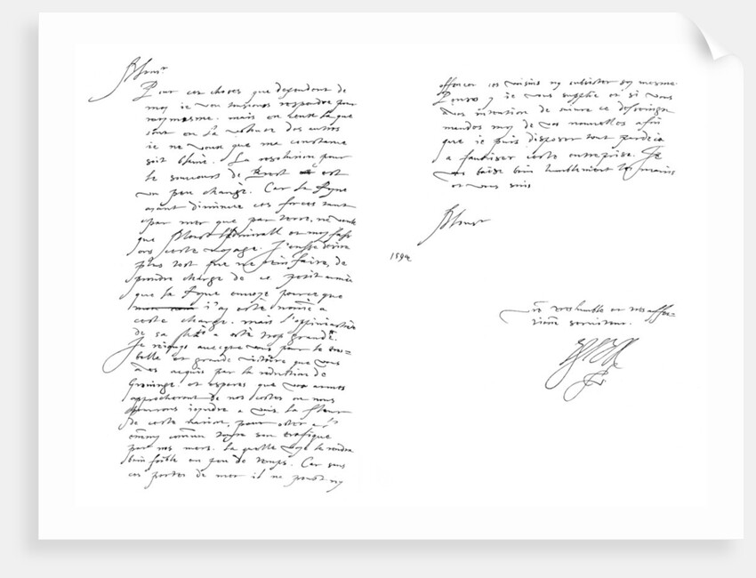 Letter by Robert Devereux, Earl of Essex, to Maurice, Prince of Orange by Frederick George Netherclift