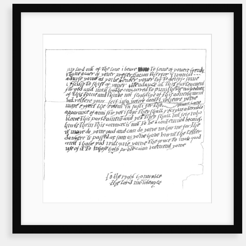 Letter to Lord Monteagle which led to the discovery of The Gunpowder Plot by Frederick George Netherclift