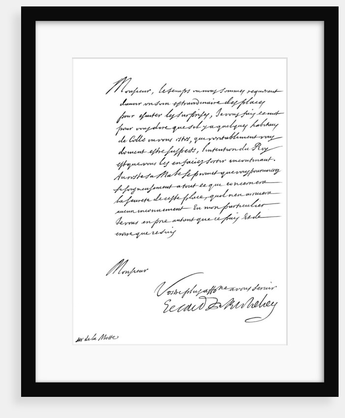 Letter by Cardinal Richelieu, to Monsieur de la Motte by Frederick George Netherclift
