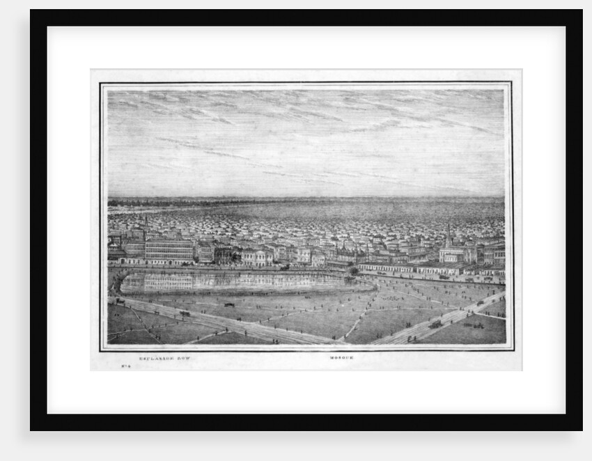 Esplanade Row and mosque, panorama of Calcutta, India by Frederick Fiebig