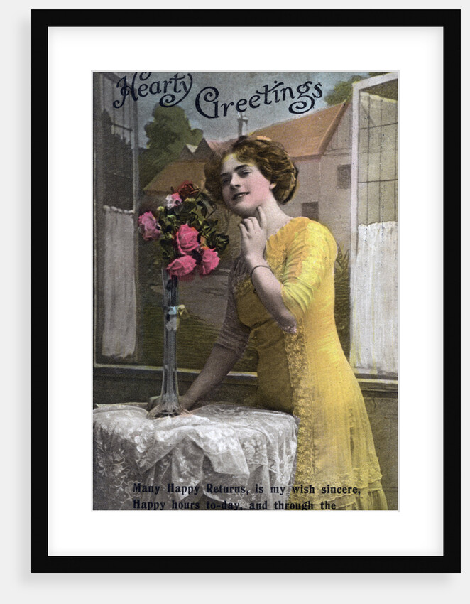'Hearty Greetings', birthday card by Anonymous