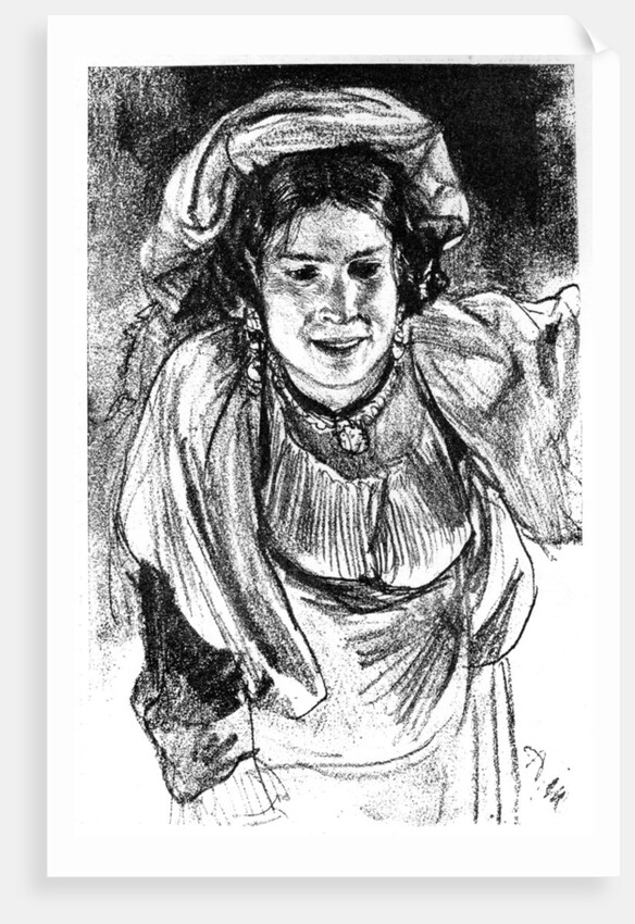 Study of an Italian Girl by Adolph Menzel