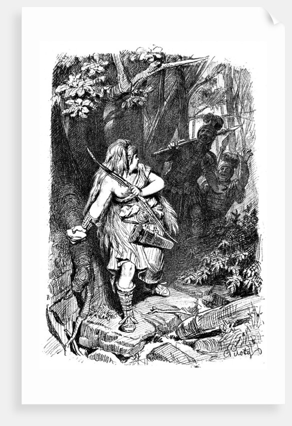 A Teuton maiden pursued by Romans by Karl Theodor von Piloty