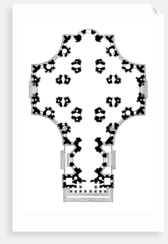 Ground plan of St Paul's Cathedral, London, second design by Anonymous