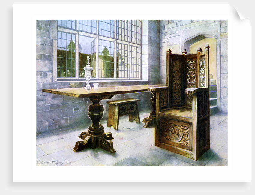 Oak trestle table and 'Mine Host's' chair by Edwin Foley