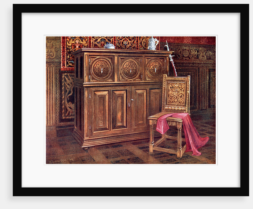 Oak cabinet and walnut chair by Edwin Foley