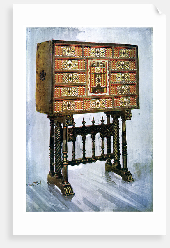 Vargueno cabinet of chestnut, ivory and other materials by Edwin Foley