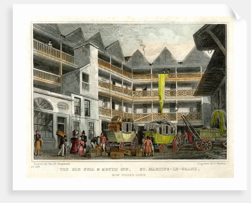 The old Bull and Mouth Inn, St Martin's le Grand, City of London by W Watkins