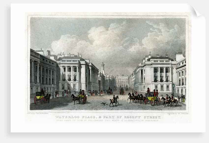 Waterloo Place and part of Regent Street, Westminster, London by William Tombleson