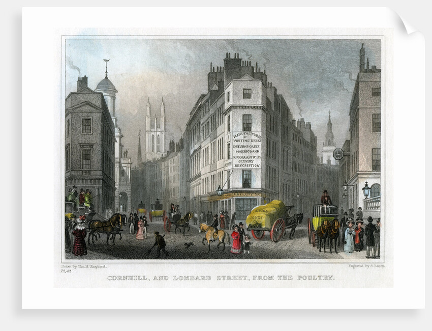 Cornhill and Lombard Street from Poultry, City of London by S Lacey