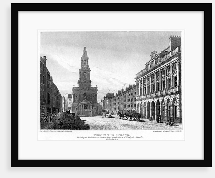 View of the Strand, Westminster, London by H le Keux