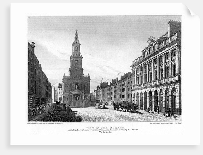 View of the Strand, Westminster, London by H le Keux