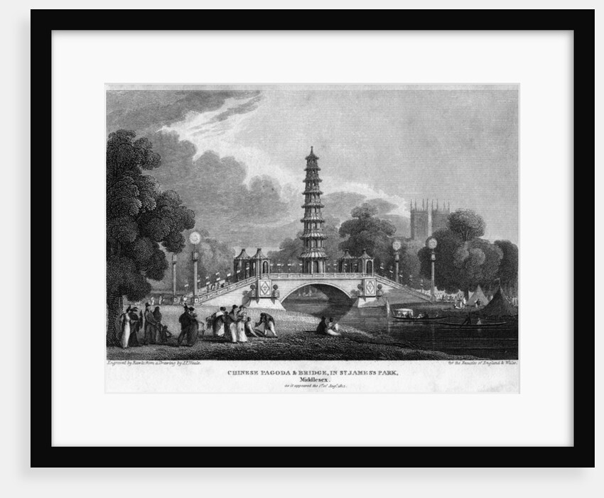 Chinese pagoda and bridge, St James's Park, Westminster, London by Rawle