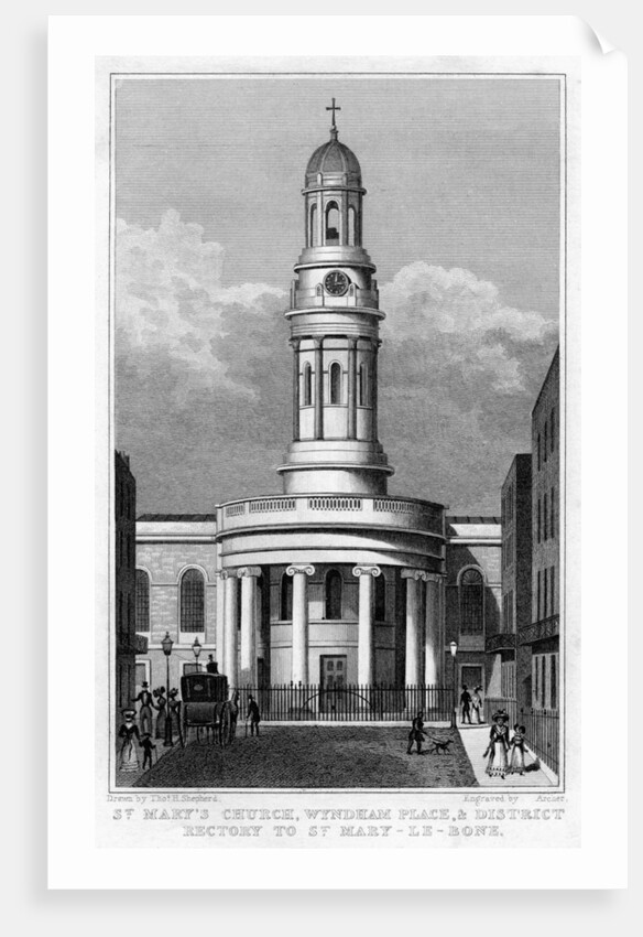 St Mary's Church, Wyndham Place, and District Rectory to St Mary Le Bone, London by Archer