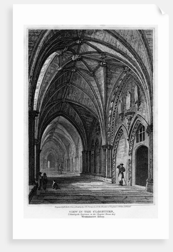 View in the cloisters, showing the entrance to Chapter House, Westminster Abbey, London by R Roffe