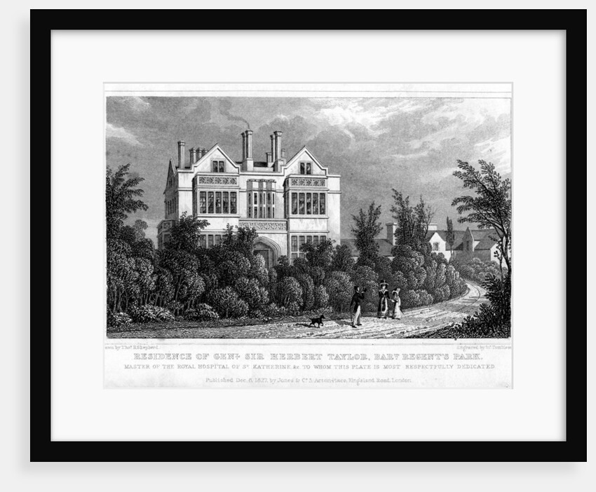 Residence of General Sir Herbert Taylor, Baronet, Regent's Park, London by William Tombleson